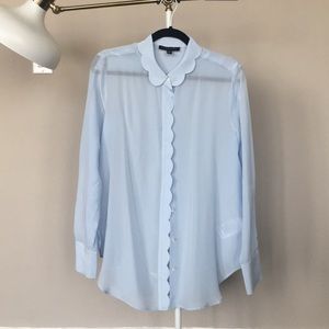 BR silk button up with scalloped details